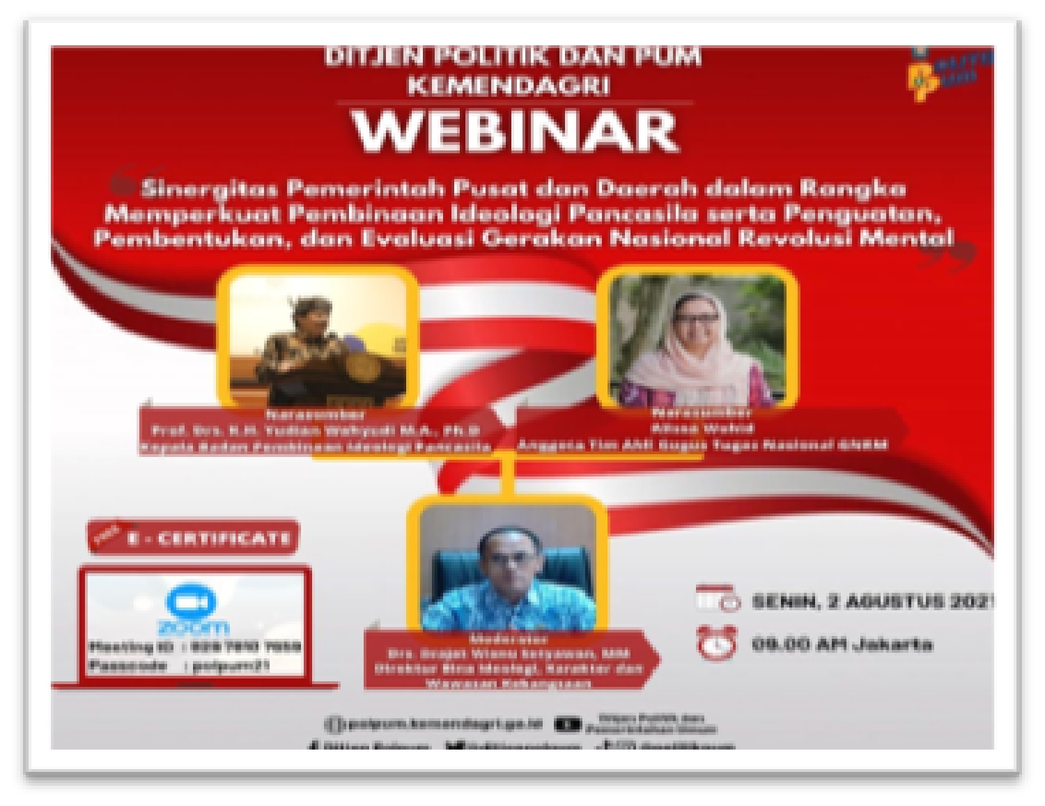 Webinar Rapat Sinkronisasi Pembinaan Ideologi Pancasila dan Penguatan GNRM
